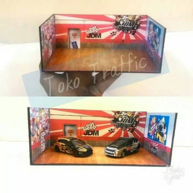 Giấy Thủ Công diorama garage tomica Vv