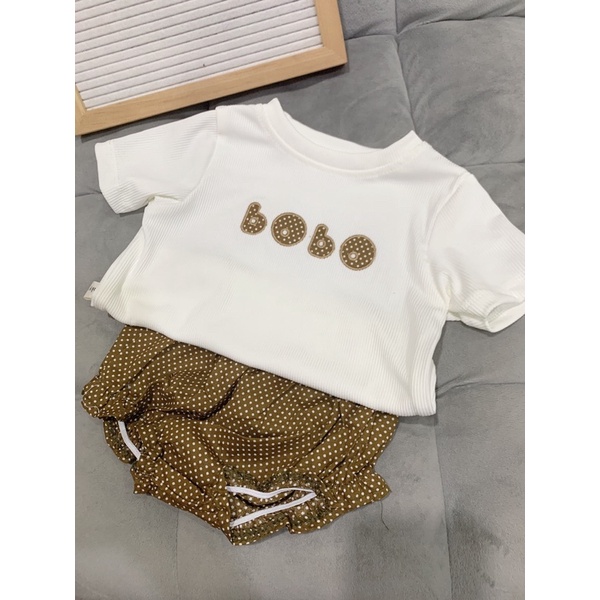 SETG15 Bộ Bé Gái Áo Thun Tăm Quần Bo Chun Chấm Bi Cho Bé 6kg Đến 16kg
