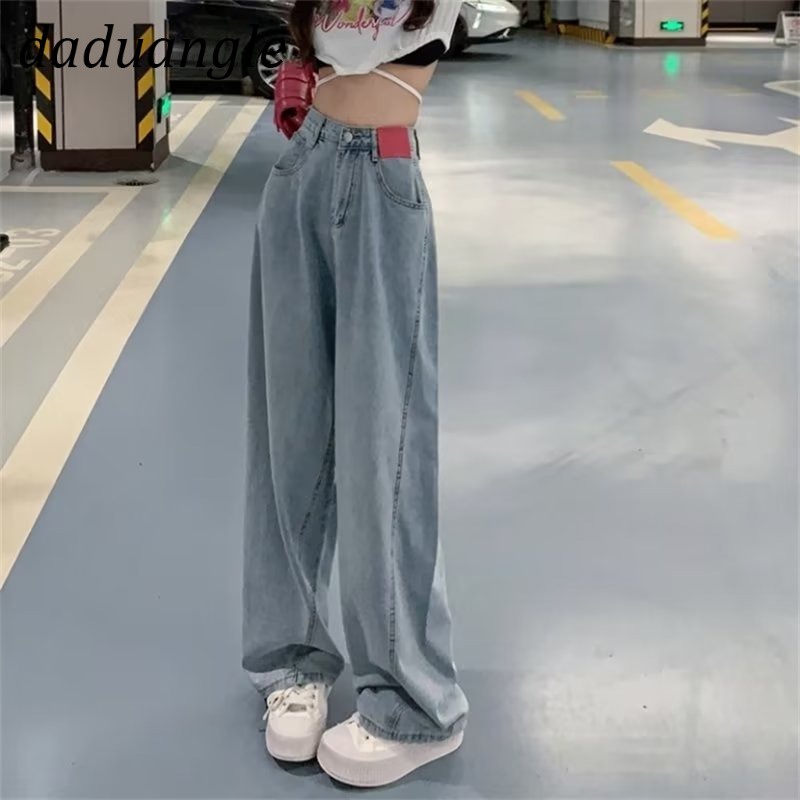 Quần jean Daduhey lưng cao ống rộng thẳng thời trang phong cách Hàn Quốc cao cấp cho nữ