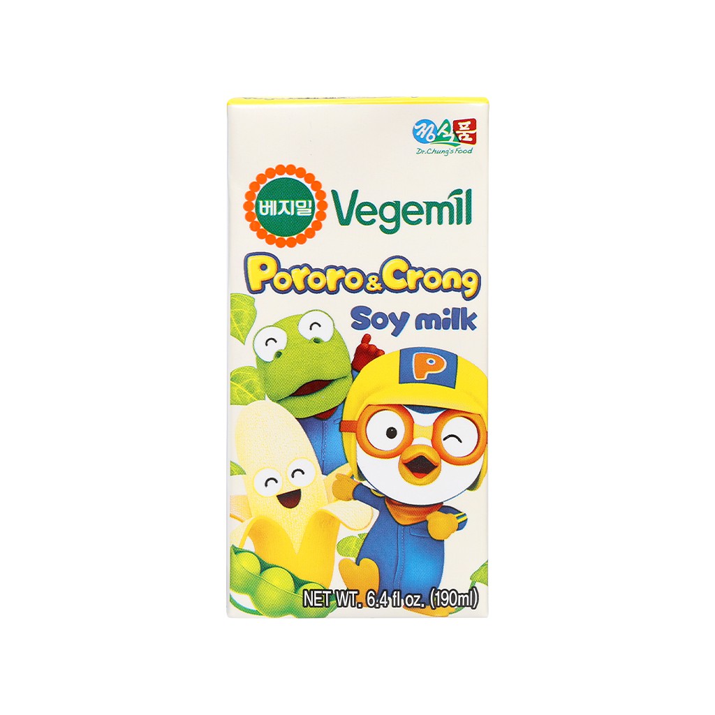 Sữa đậu nành hương chuối Vegemil Pororo &amp; Crong hộp 190ml
