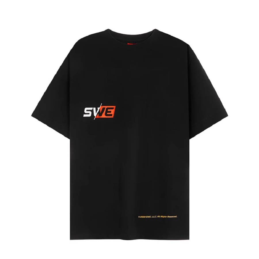Áo Phông Unisex S.WE Logos Tay Lỡ Form Rộng - Áo Thun Unisex Chất Liệu Cotton 2 Màu Đen Trắng Logos S.WE AT010