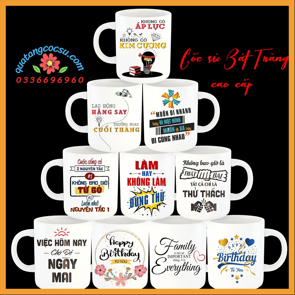 Cốc Sứ In Hình Theo Yêu Cầu, In Hình Lên Cốc Sứ Bát Tràng Tặng Thìa Free