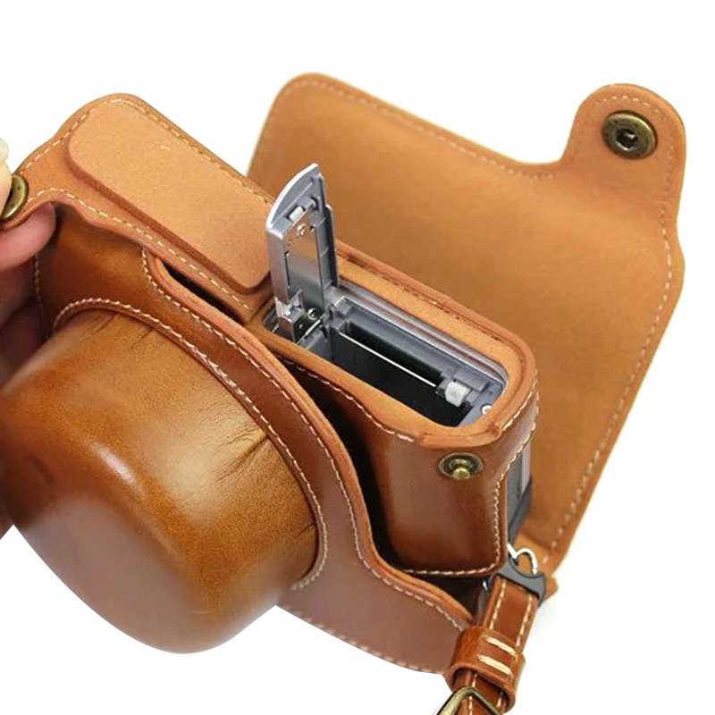 Bộ túi da PU đựng camera bảo vệ cho Panasonic Lumix GF7 GF8 GF9 GF10 có ngăn mở pin