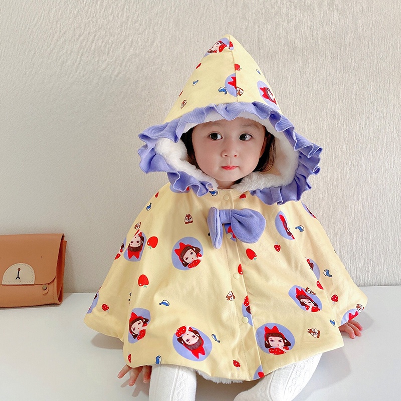 Áo khoác vải nhung giữ ấm dễ thương thời trang mùa đông cho bé gái