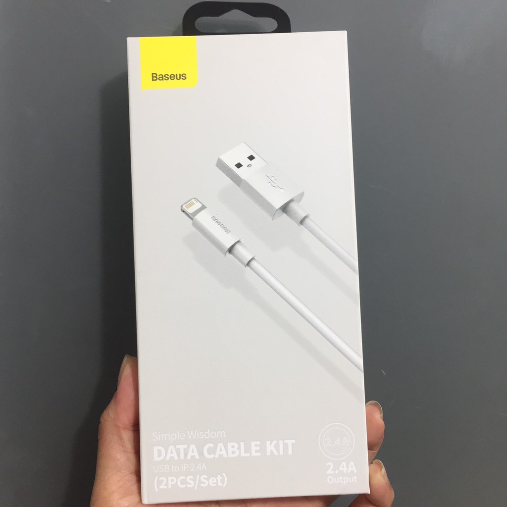 Set 2 cáp sạc iPhone/ iPad 2.4A Baseus Simple Wisdom