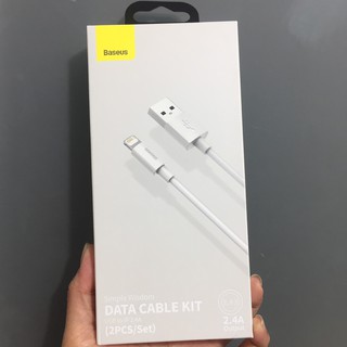 Set 2 cáp sạc iphone/ ipad 2.4a baseus simple wisdom