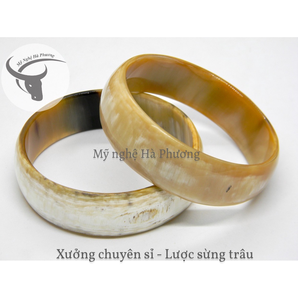 Vòng tay sừng trâu kiểu mới bản 2cm dày đẹp, hàng xuất Nhật dư