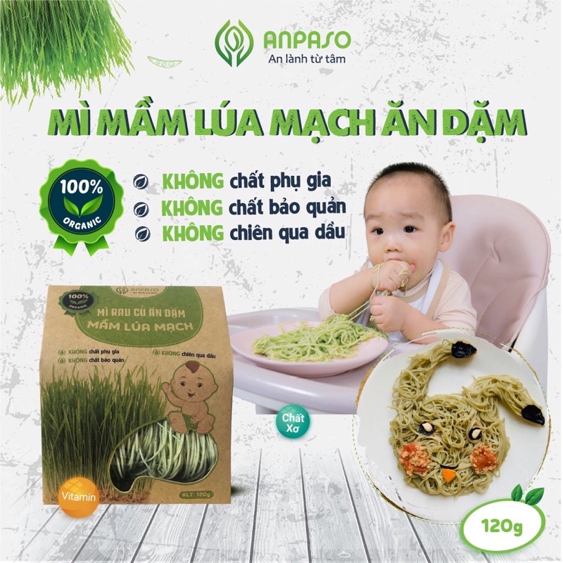 Mỳ rau củ hữu cơ Anpaso cho bé ăn dặm (gói 120gr và 300gr)