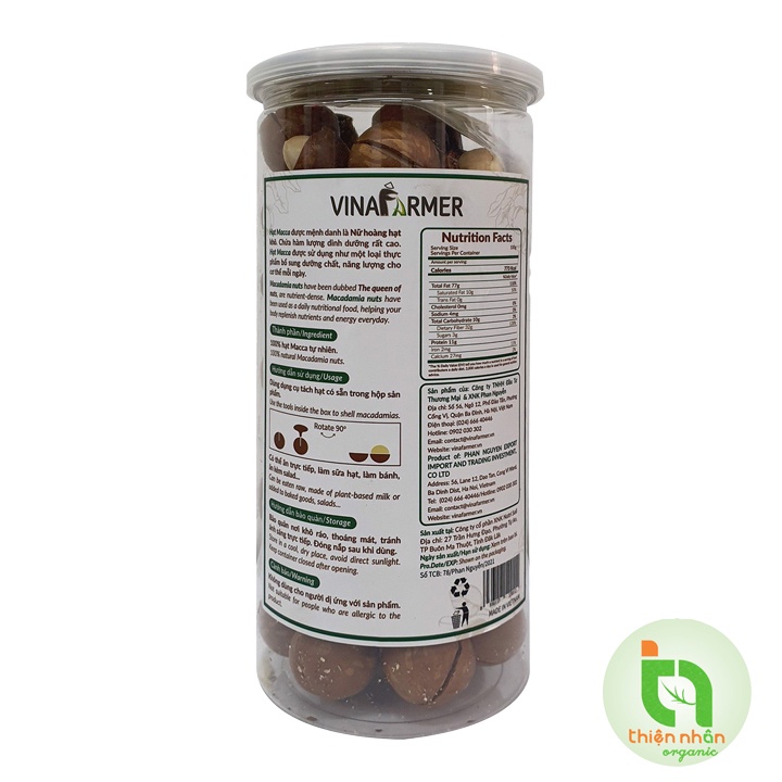 Hạt macca sấy nứt Vinafarmer 500g Dry Macadamia Nuts