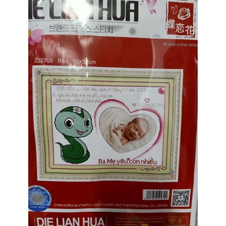 Tranh thêu chữ thập Con Giáp Rắn 222705 chưa thêu