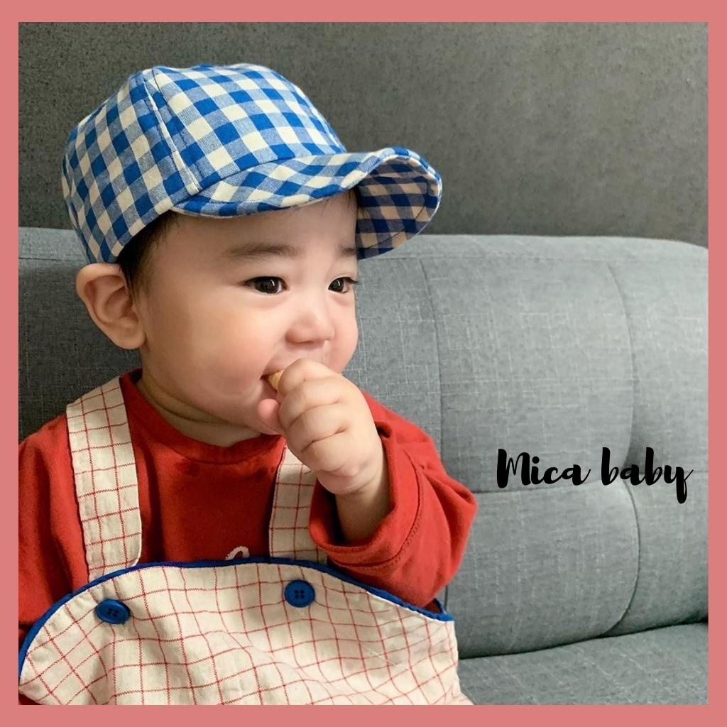 Mũ lưỡi trai mềm họa tiết kẻ caro đáng yêu cho bé Mica Baby MH126