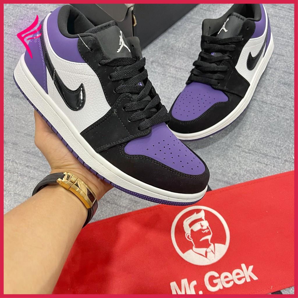 Giày Sneaker Cổ Thấp - Jordan 1 Low - Tím Đen Trắng