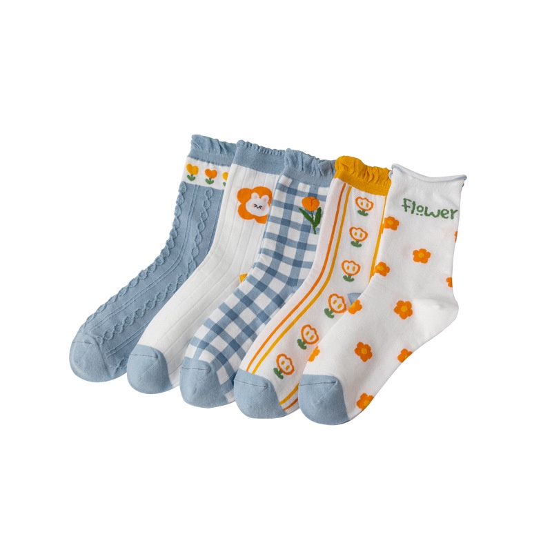 Vớ WAFNHA D52 cotton họa tiết bông hoa nhiều mẫu tùy chọn xinh xắn dành cho nữ