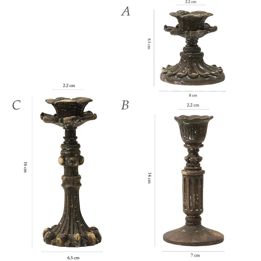 HARRIETT Giá Đỡ Đèn Cầy Bằng Nhựa Resin Phong Cách Cổ Điển