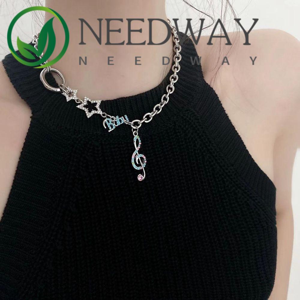 Vòng cổ Mặt Ngôi Sao Thiết Kế Bất Đối Xứng Phong Cách Hàn Quốc|Vòng cổ Mặt Hình Nốt Nhạc Xinh Xắn Cho Nữ