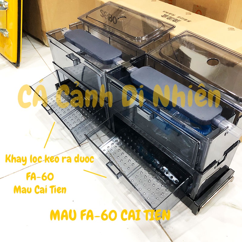 Bộ lọc dàn mưa 2 tầng 4 khay lọc SOBO F-60 bằng Mica cho hồ cá 55 - 80 cm