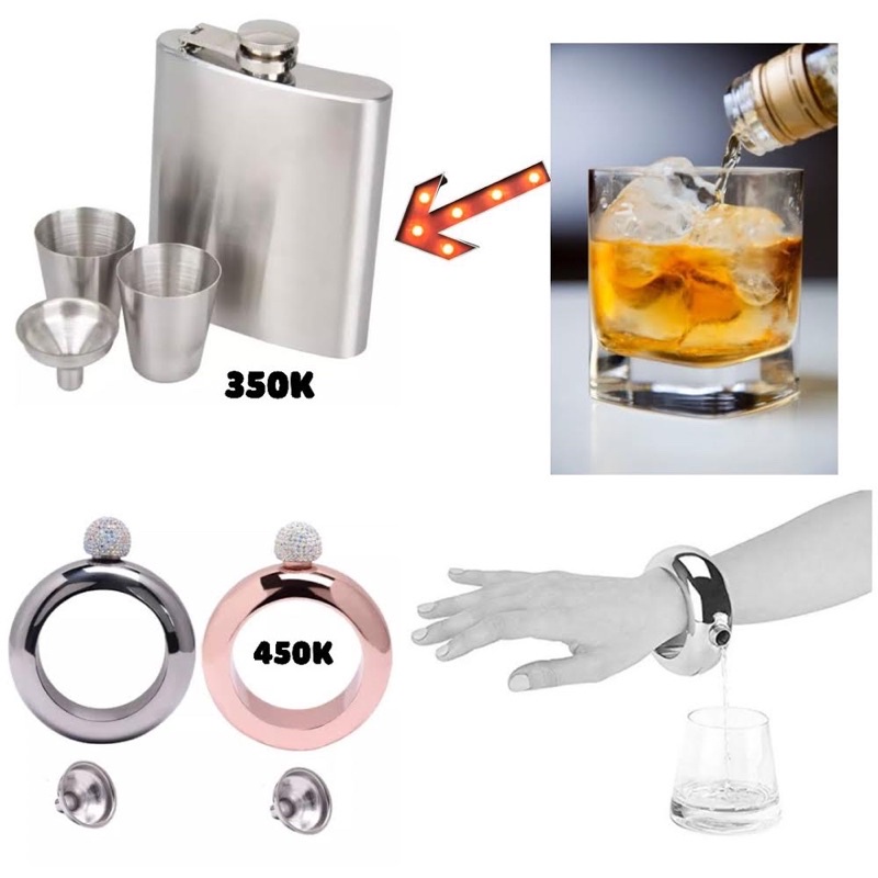 Stainless Steel Flask or Bracelet Drink Holder