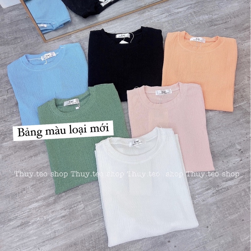 Áo phông nhăn cộc tay nữ cổ tròn - Áo phông nữ co giãn