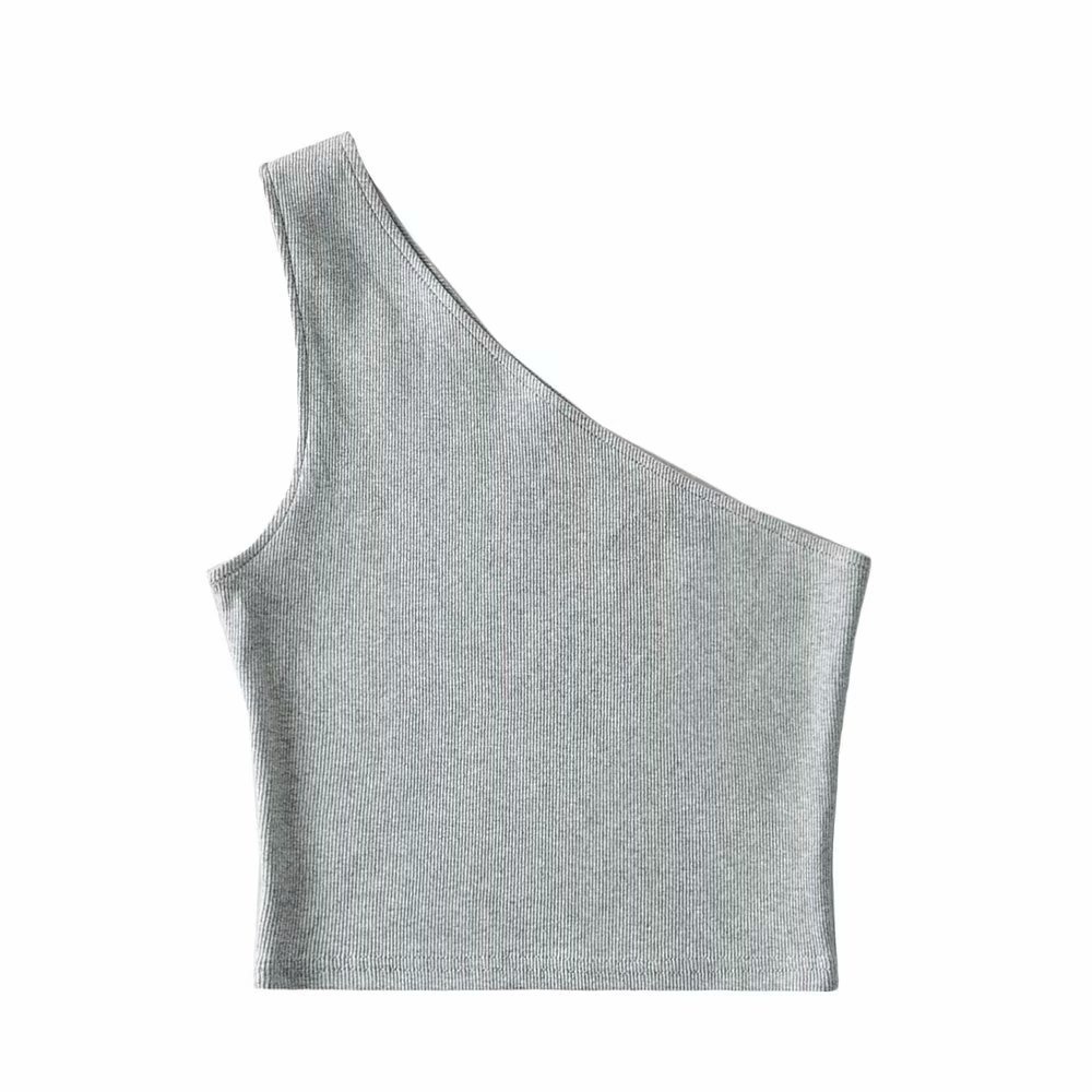 Áo Croptop Sát Nách Màu Trơn Cổ Chéo Co Giãn Thời Trang Mùa Hè Quyến Rũ Cho Nữ