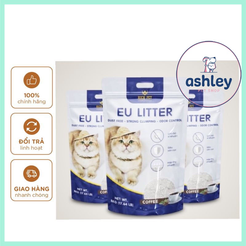 Cát mèo EU LITTER 15L 8kg siêu vón siêu khử mùi
