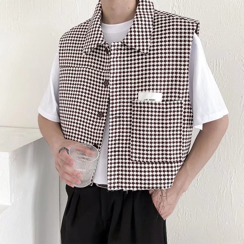 Áo Khoác Sát Nách Kẻ Sọc Caro Cổ Điển Phong Cách Hàn Quốc Thời Trang Cho Nam áo vest nam hàn quốc