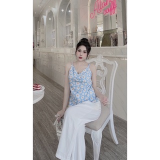 Đồ bộ mặc nhà, đồ ngủ nữ lụa mango, áo cổ đổ phối quần lụa mango, quần có túi