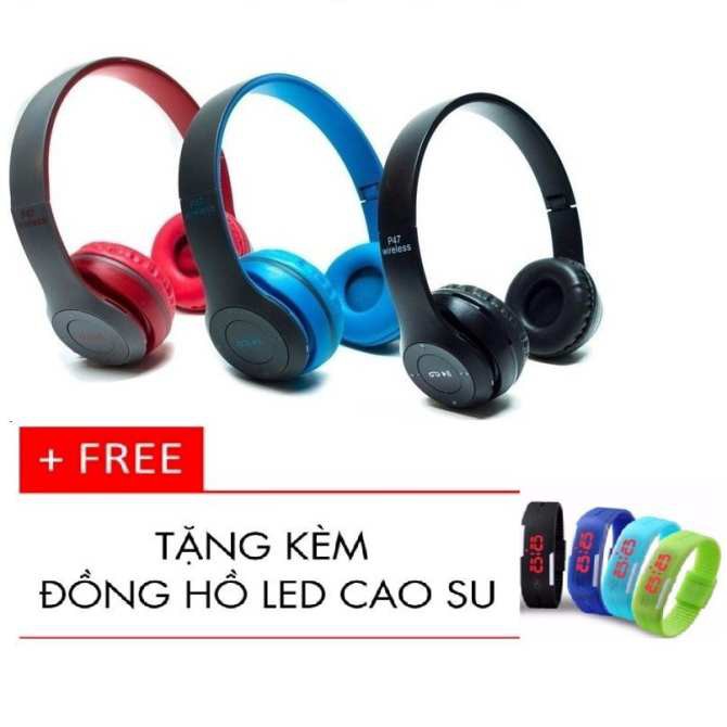 Tai nghe bluetooth chụp tai không dây WIRELESS P47 cao cấp, headphone bluetooth có thể gập gọn tiện lợi, Âm hay cực ấm