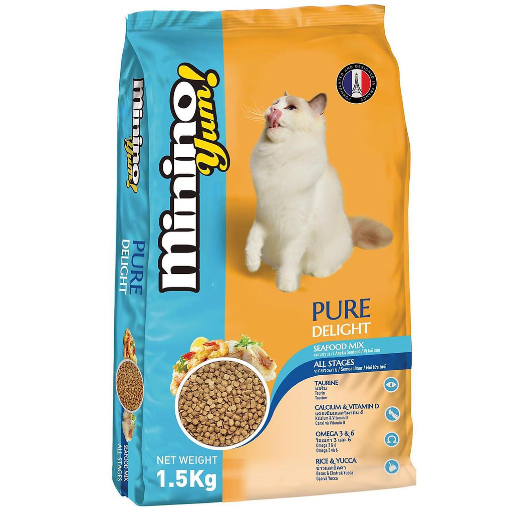 MININO YUM Hải sản - thức ăn hạt cho mèo vị yum hải sản 350g - 1.5kg