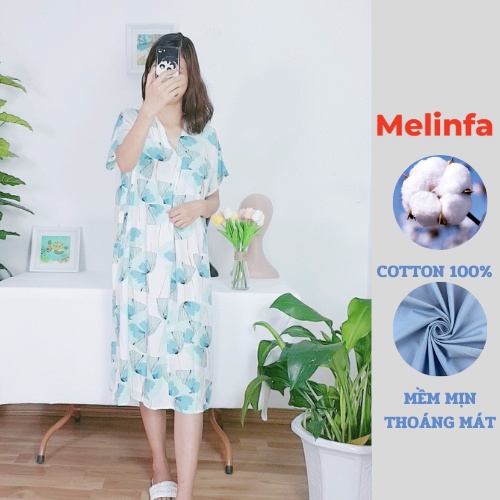 Đầm ngủ mặc nhà, váy ngủ nữ freesize thoải mái chất vải lanh lụa cotton tự nhiên thoáng mát nhiều màu mã V0222