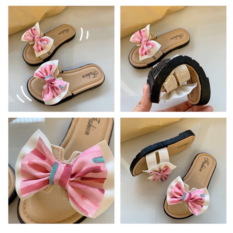 Dép Sandal Công Chúa Đế Mềm Chống Trượt Đính Nơ Thời Trang Mùa Hè Cho Bé Gái 1-9 Tuổi