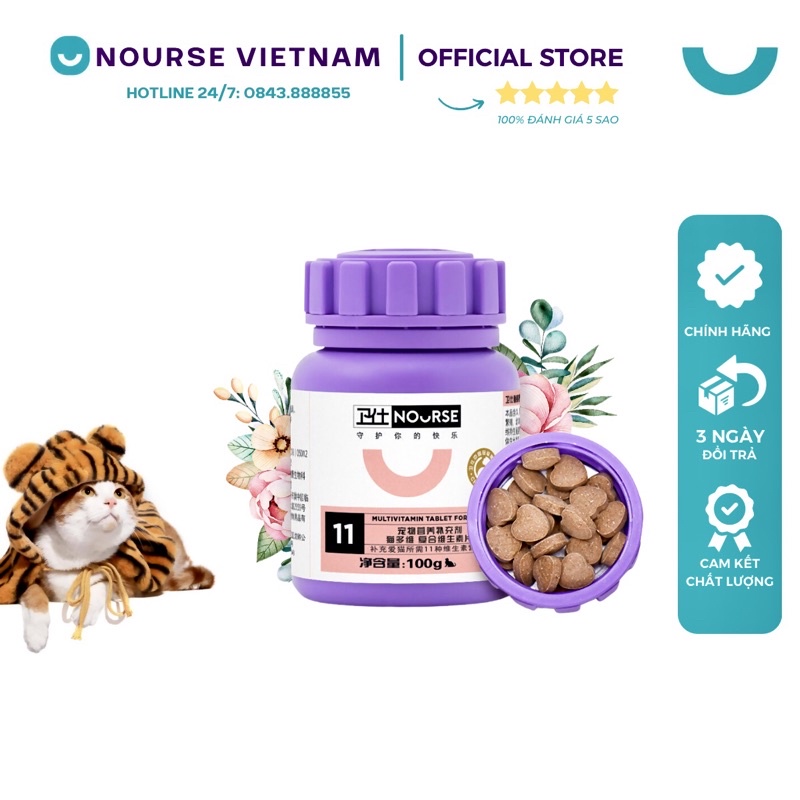 Nourse 11 Vitamin cho mèo phát triển toàn diện giúp ăn uống ngon miệng NourseVietnam VN11