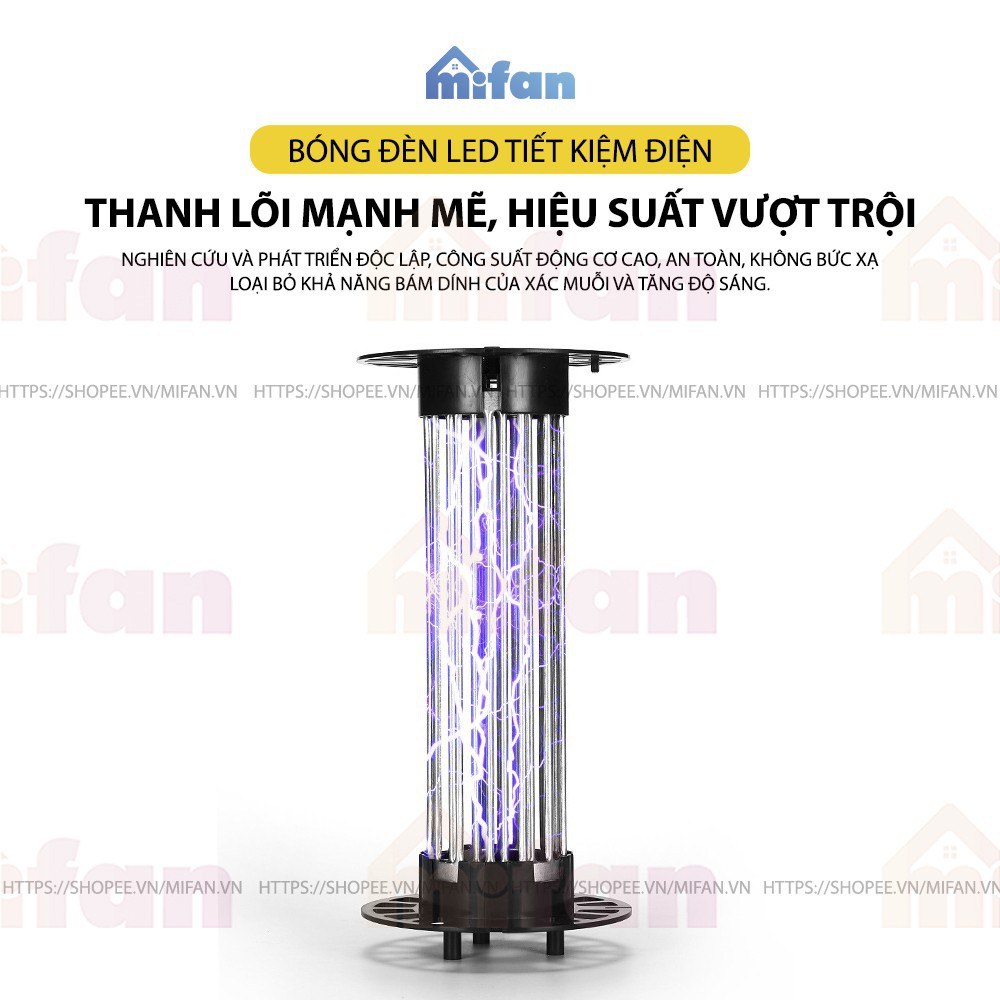 Đèn Bắt Muỗi Cao Cấp 2021 MIFAN - BH 6 Tháng - Đèn LED 11W Công Suất Cao Ánh Sáng Tím 365 Nano Wave Thu Hút Côn Trùng