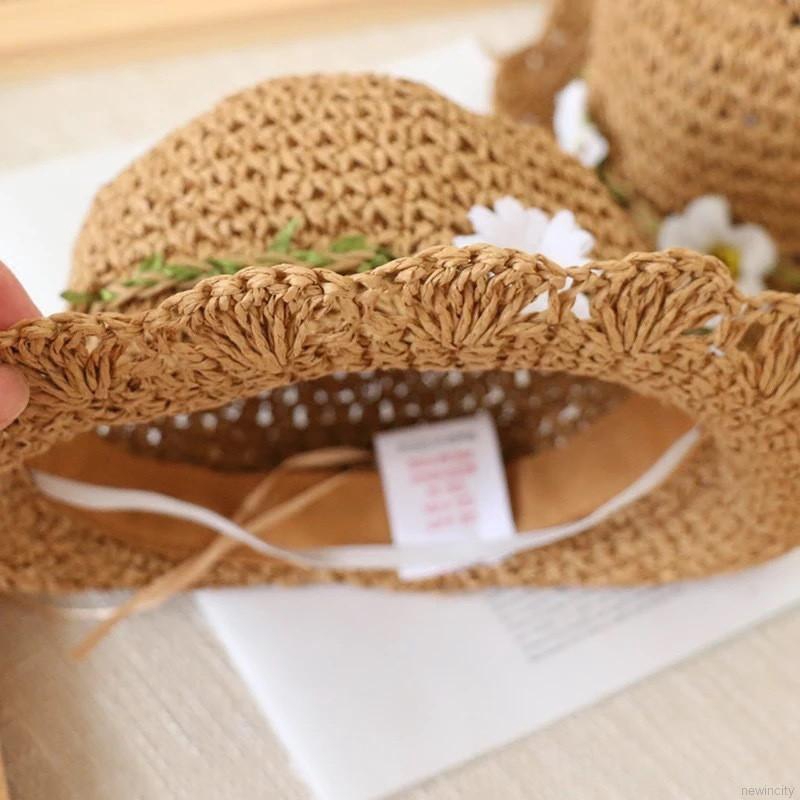 Nón cói phối hoa phong cách Hàn Quốc dễ thương cho bé gái