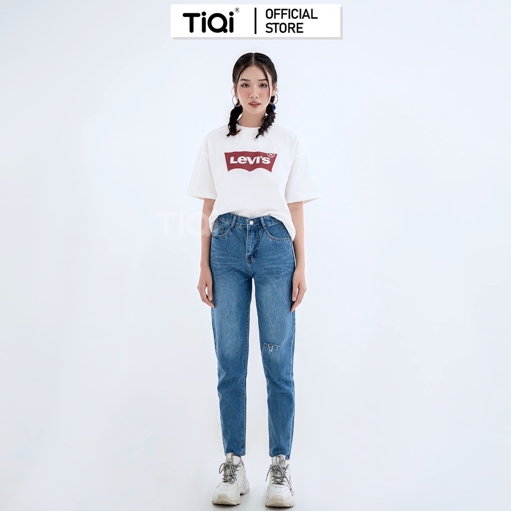 Quần baggy jean nữ rách lưng cao phong cách công sở Cao Cấp TiQi Jeans B1-218 | BigBuy360 - bigbuy360.vn