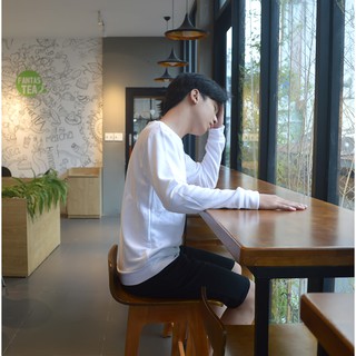 Áo thun tay dài Sweater White Basic Unisex