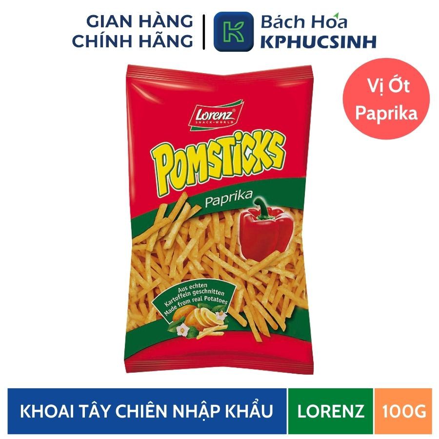 Khoai tây chiên pomsticks vị ớt paprika lorenz 100g Kphucsinh