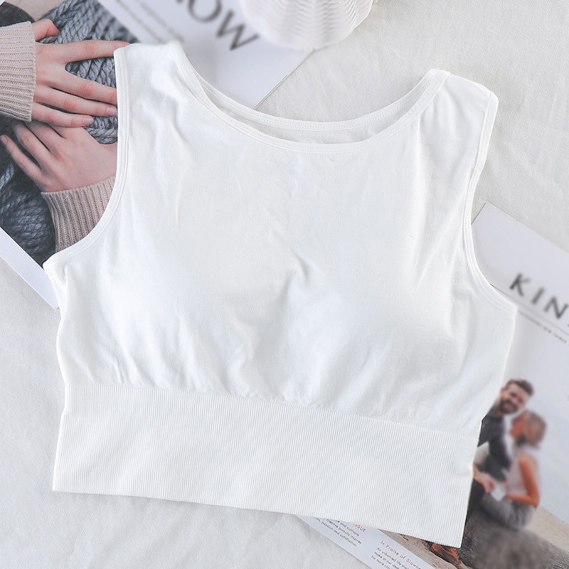 Áo Lót Thể Thao Màu Trơn Có Đệm Ngực Hở Lưng Phong Cách Hàn Quốc Cho Nữ