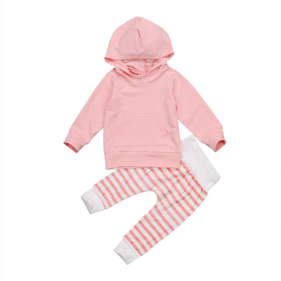 Thời Trang Set 2 Món Áo Hoodie Tay Dài + Quần Dài Cho Trẻ Sơ Sinh