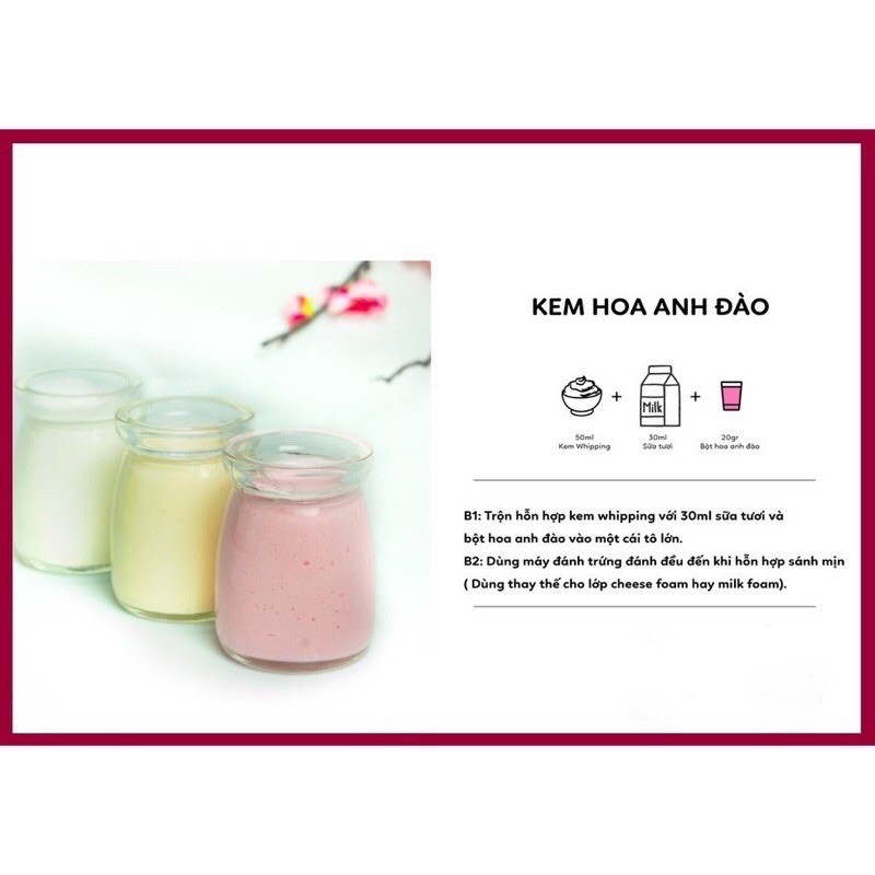 Bột Hoa Anh Đào và Xoài Beobe túi 50g làm Đá xay Trà sữa sữa tươi