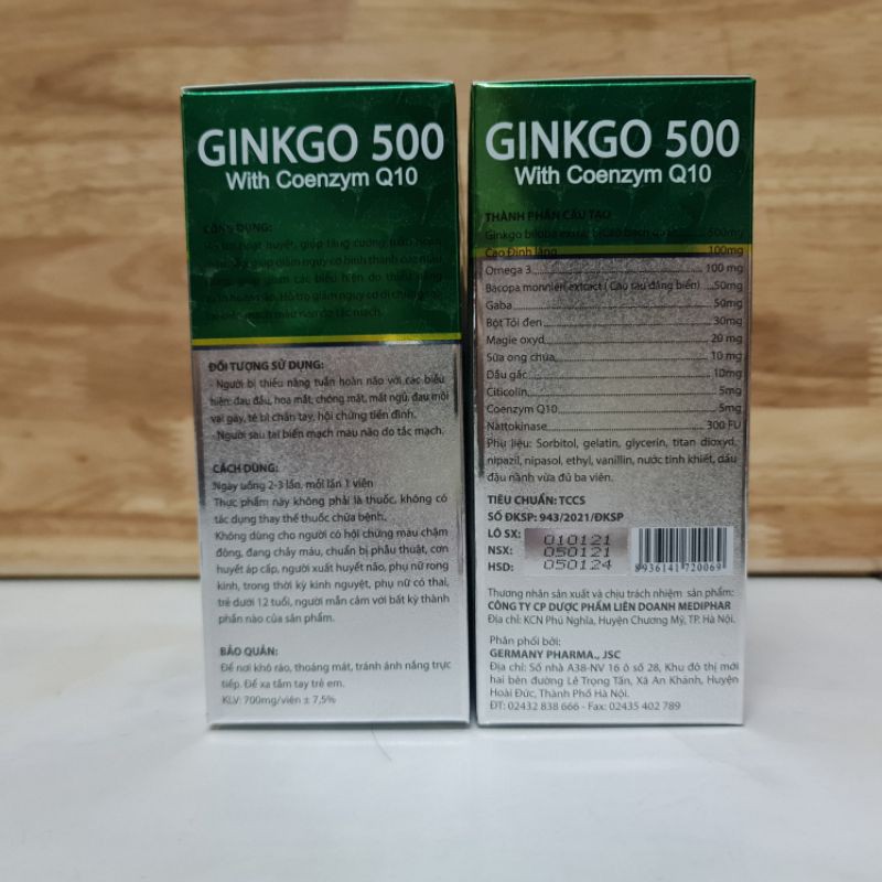 BRAIN Ginkgo 500 Giúp hoạt huyết, tăng cường lưu thông máu hộp 100 viên chính hãng | BigBuy360 - bigbuy360.vn