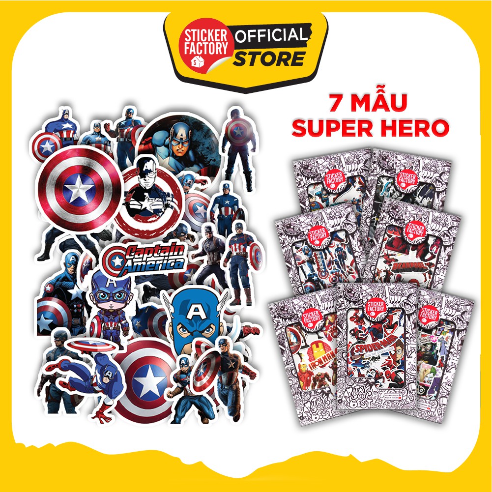 Super Hero - Set 30 hình dán sticker - Sticker Factory - cute, dễ thương, chống nước, dán laptop, mũ bảo hiểm,xe máy,ô ô