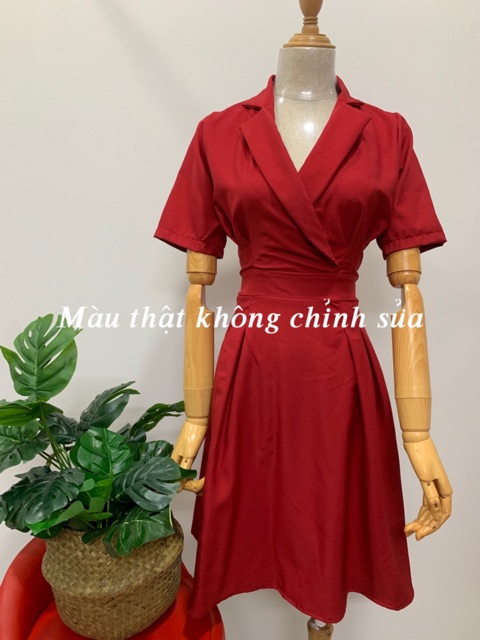 Đầm đỏ cổ vest đẳng cấp | BigBuy360 - bigbuy360.vn