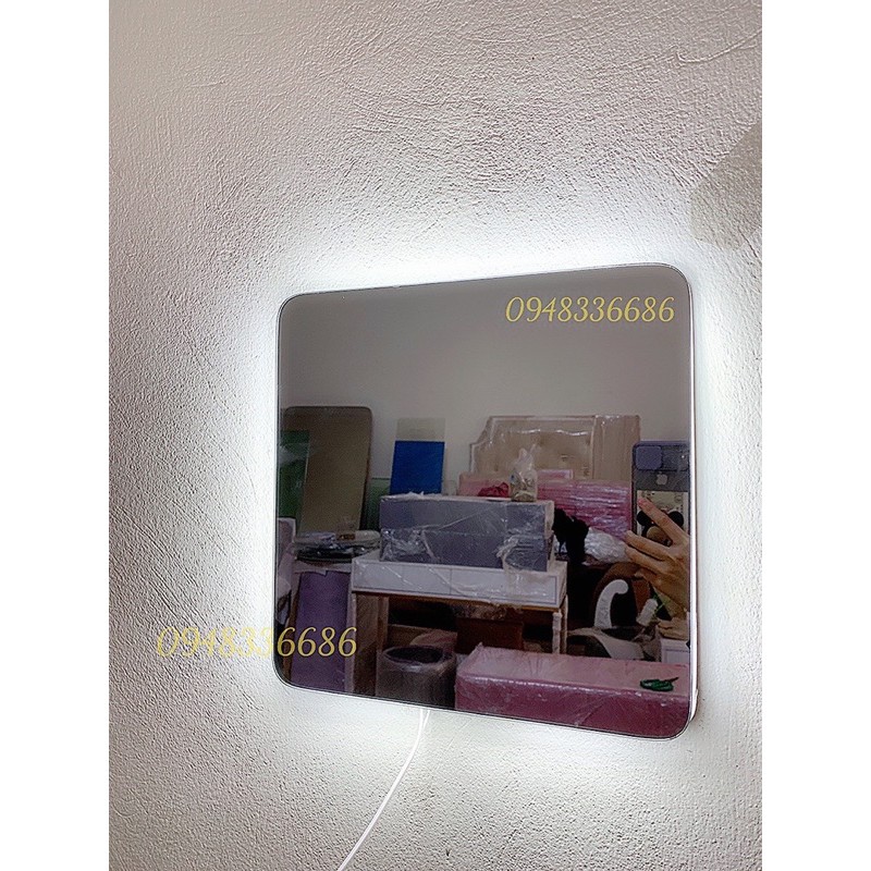 gương trang điểm vuông 30x30 có đèn led