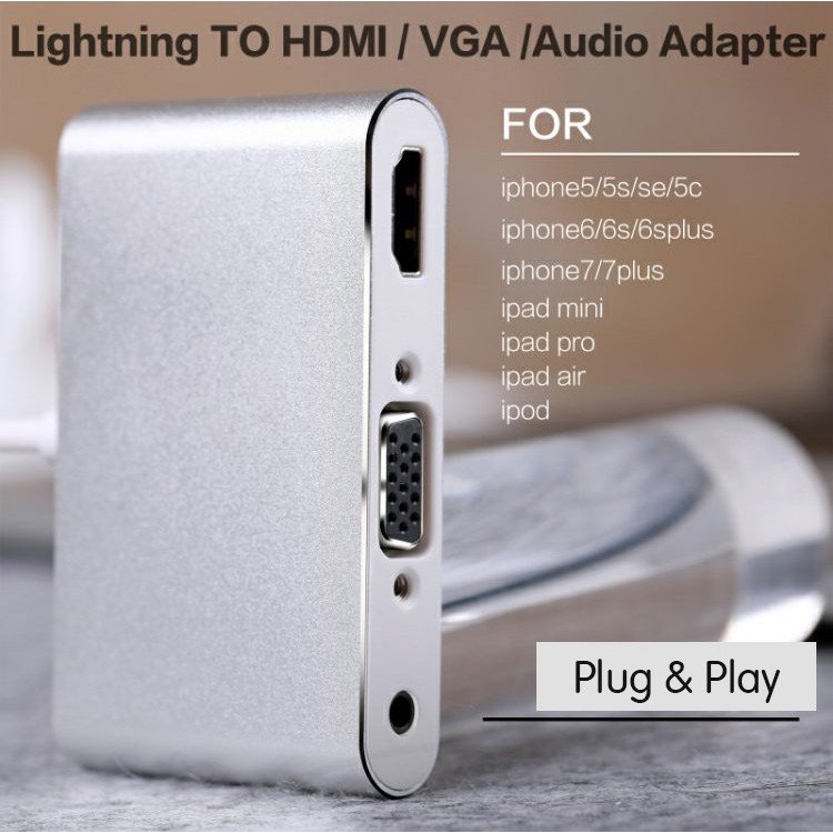 Cáp chuyển đổi iphone Lightning to Multiport HDMI VGA Audio Adapter