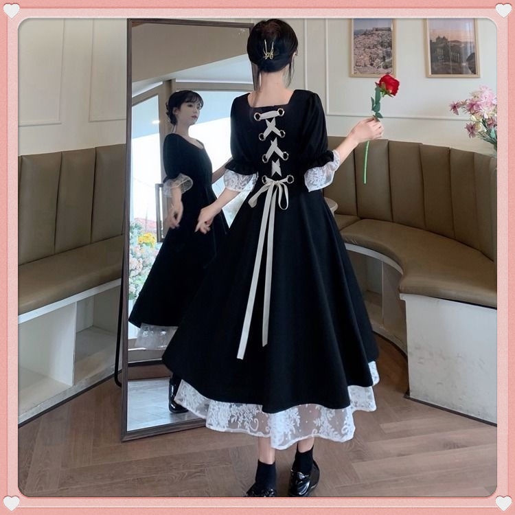 Đầm xòe dài cao cấp thắt nơ sau lưng phong cách cổ điển dành cho nữ