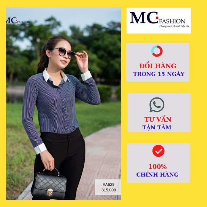 Áo Công Sở Nữ Áo Sơ MI Tay Dài MC Fashion Cao Cấp Đẹp Mềm Mịn Mát Không Nhăn Không Xù Thấm Hút Mồ Hôi A629