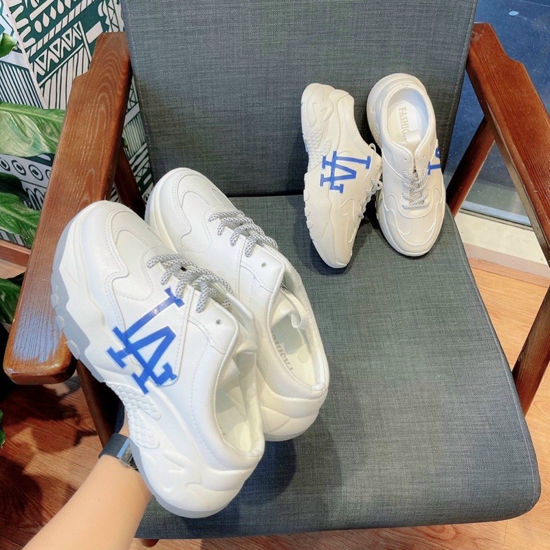 Giày sục (đạp gót) nam nữ thể thao sneaker bata in chữ xanh đế thô cao 5p hàng Quảng Châu cao cấp KT180