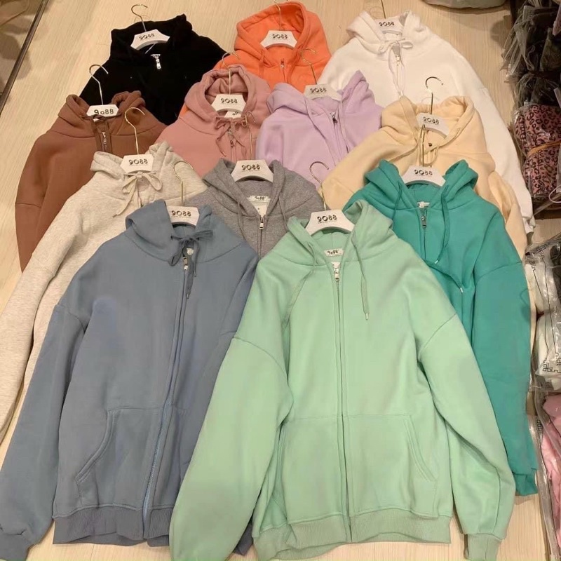 Hoodie zip nỉ bông trơn báic 9088 - Ảnh JUNclothing | BigBuy360 - bigbuy360.vn