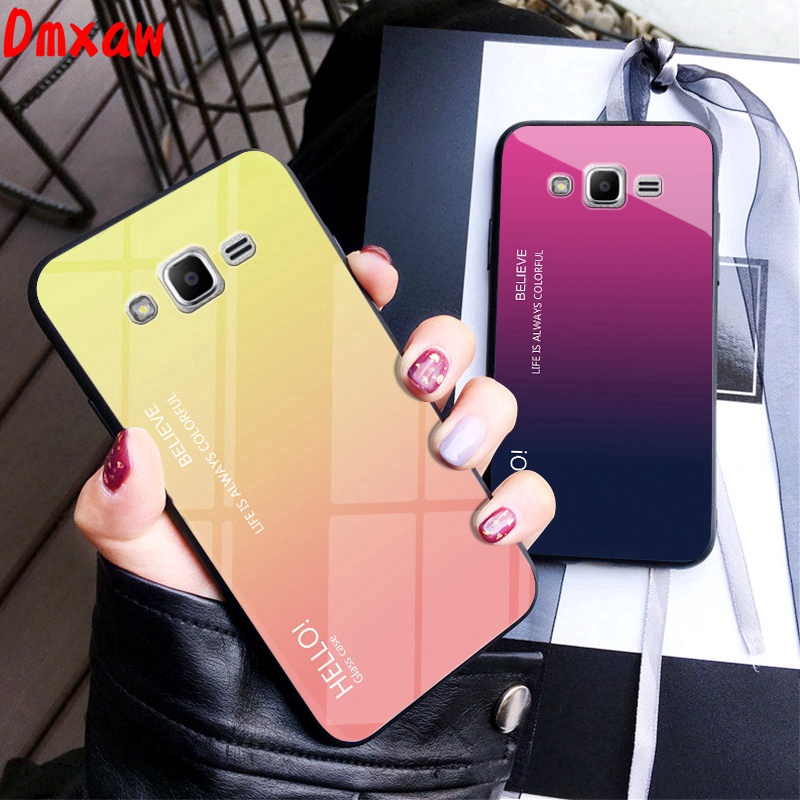 Ốp điện thoại mặt kính cường lực màu gradient dành cho Samsung Galaxy J7 J1 2016 J2 J5 2015 J710 S7 Edge S7 J7
