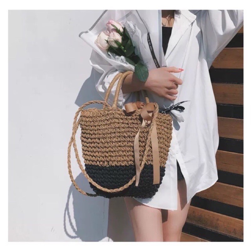 Túi Cói Nơ Sợi Đan Cao Cấp/ Hàng Có Sẵn | BigBuy360 - bigbuy360.vn